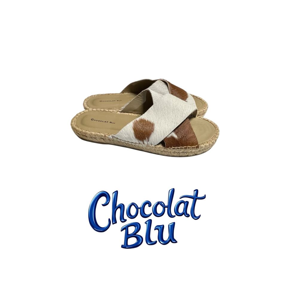 Chocolat Blu Calf Hair slides Size 10 NWOT